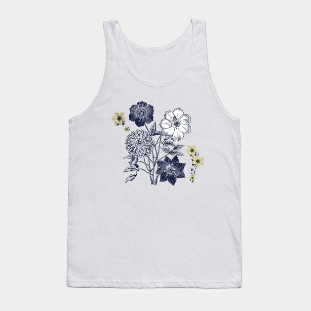 Vintage Blue flower fields Tank Top by Cimbart